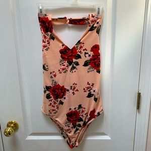 Peach and Floral Bodysuit